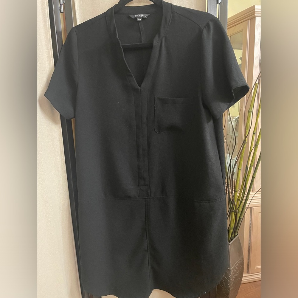 Black Short Sleeve Tunic Dress